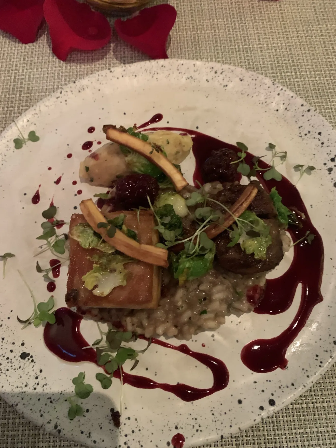 Puerto Rican fine-dining dish plated for serving