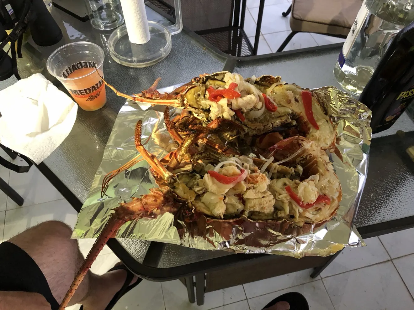 Grilled lobster plated for serving