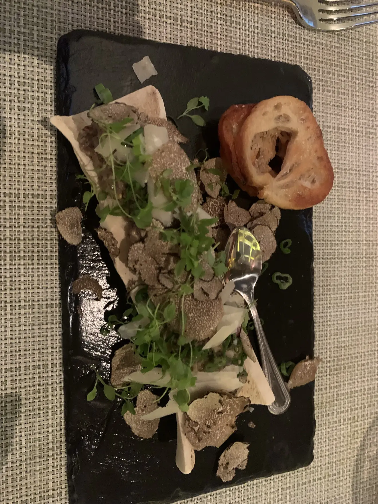 Roasted bone marrow served with truffle